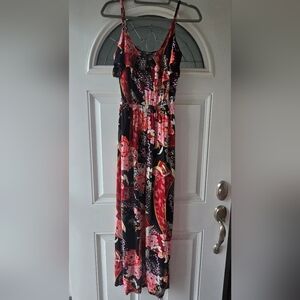 Express Floral Maxi Dress Medium Boho Spaghetti Strap Ruffle Surplice V-Neck